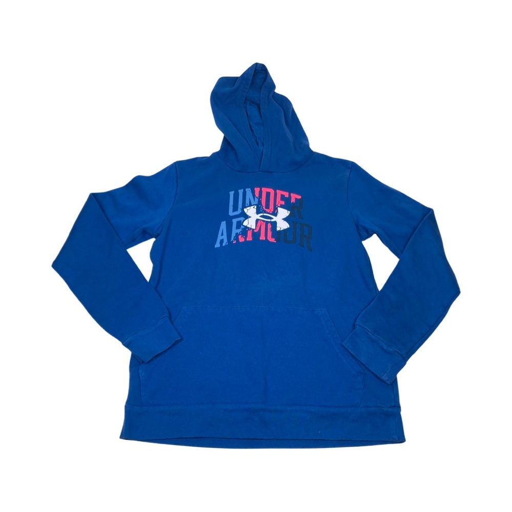 Under Armour Boys Rival Fleece Layered Hoodie Size Youth XL Blue Kangaroo Pocket